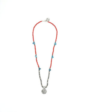 ANTIQUE BEADS NECKLACE - DIMECOIN & ANTIQUE BEADS