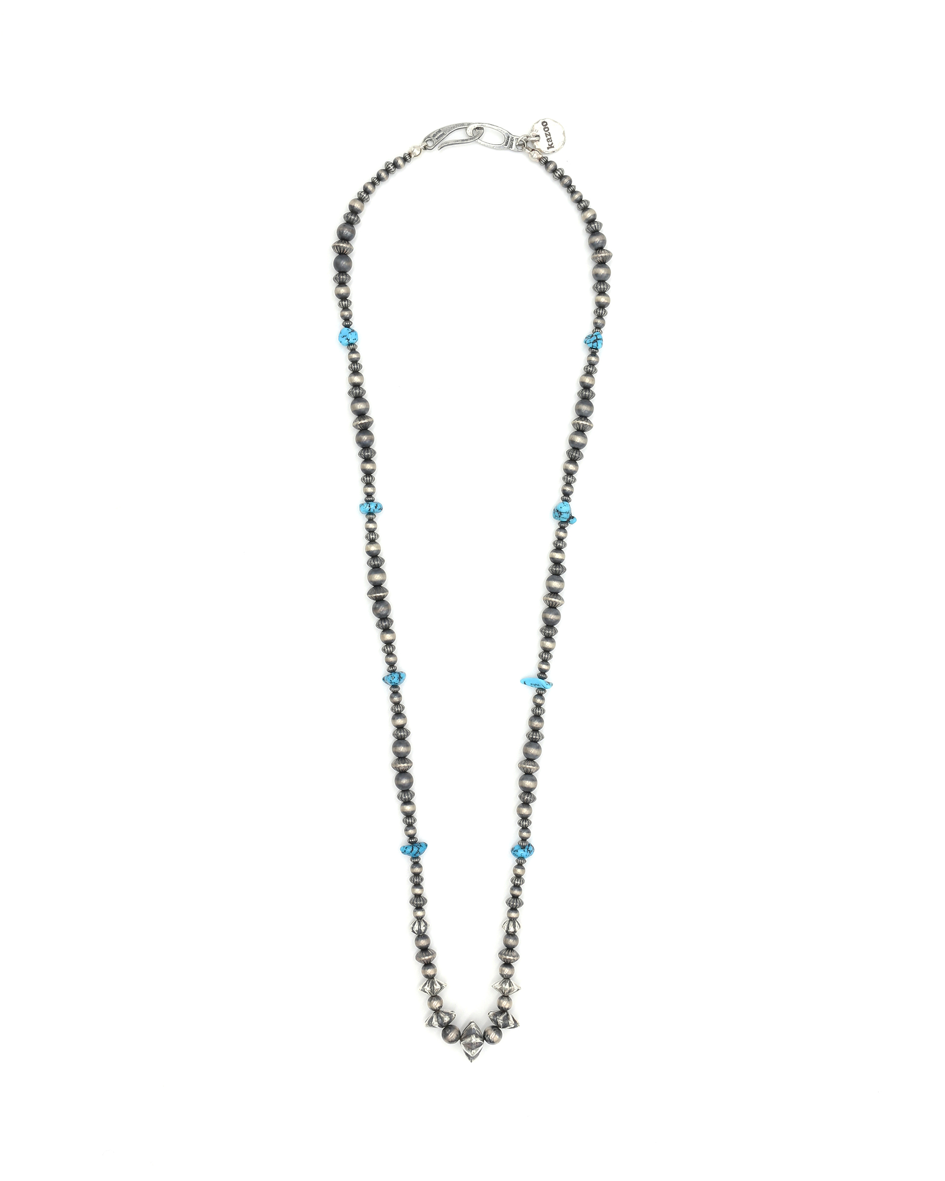 SILVER & TURQUOISE BEADS NECKLACE - TURQUOISE RIVER