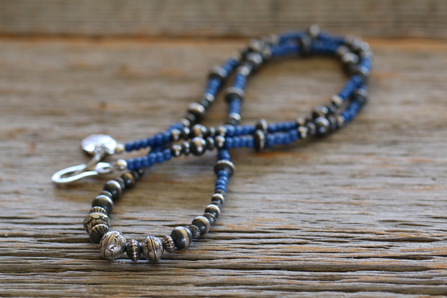 Slate Blue-Vintage Beads Necklace