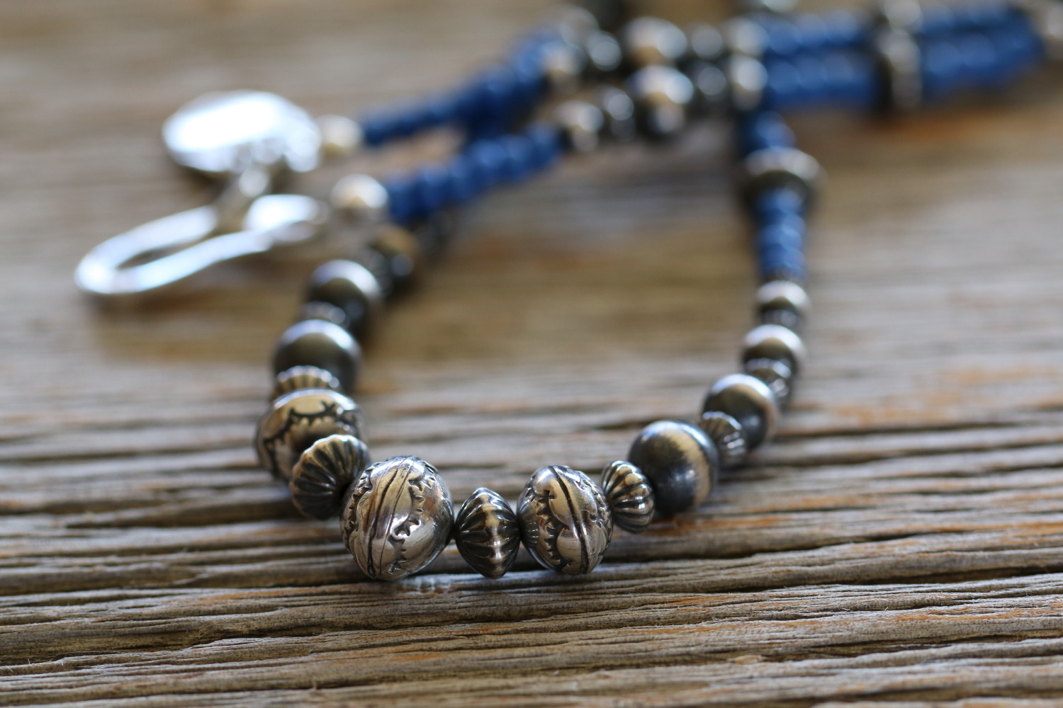 Slate Blue-Vintage Beads Necklace
