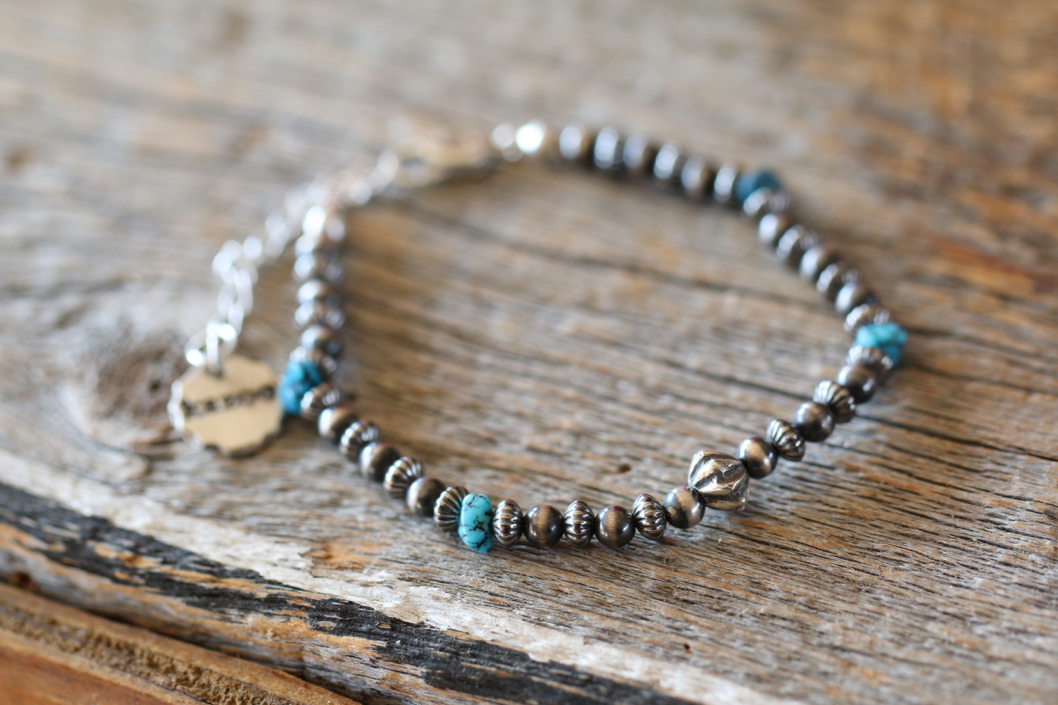 Round & Around-Silver & Turquoise Bracelet